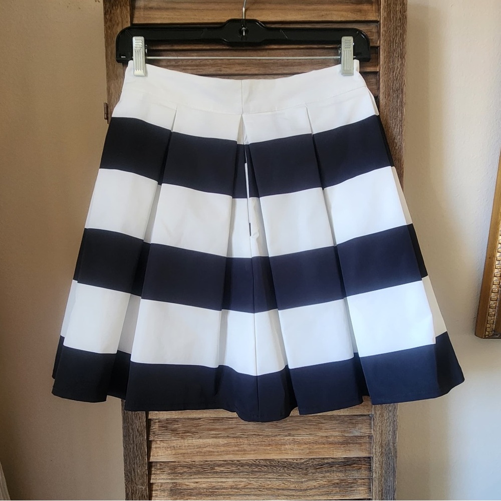 Black and white striped skirt.